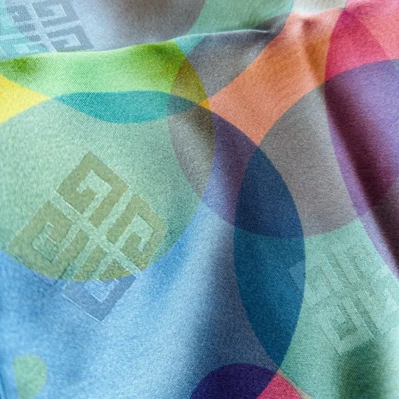 GIVENCHY Colorful 100% Silk Scarf - Picture 4 of 6